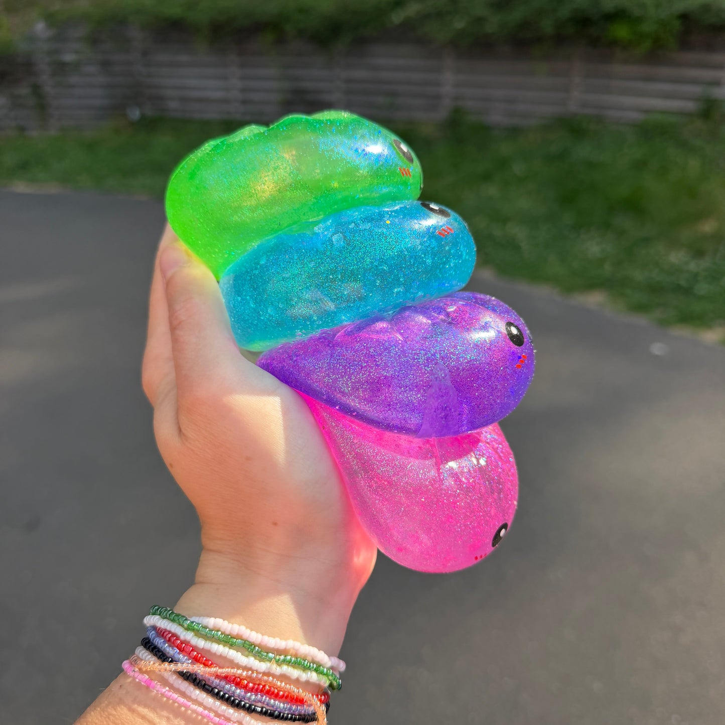 Squishy Toy - Viral Dumpling, Slow Rise Glitter - Blue