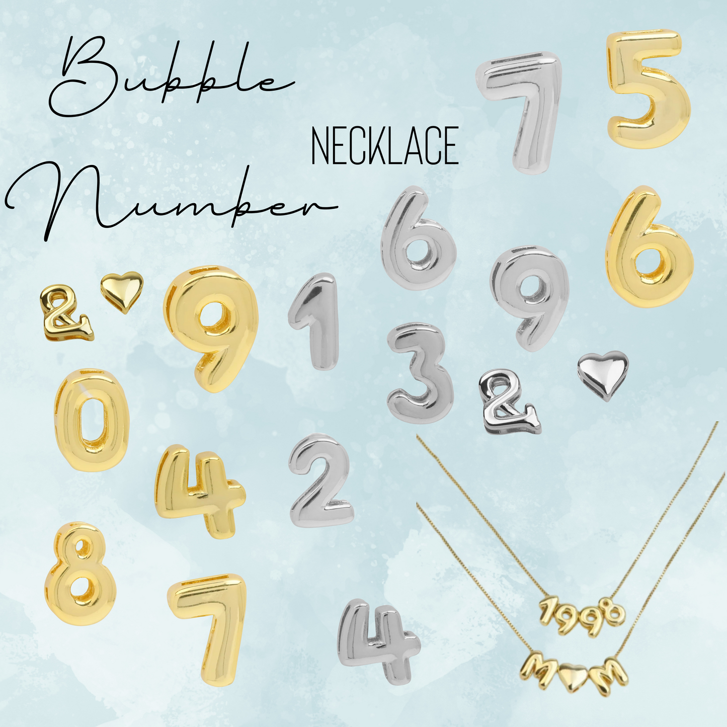 Necklace - Bubble Number - Silver - PREORDER 8/20-8/23