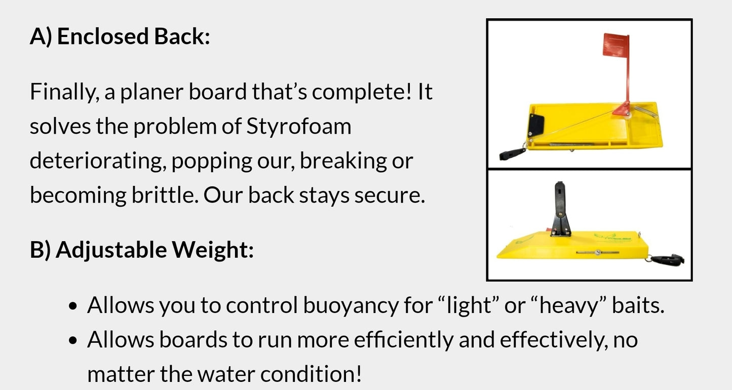 Large Yellow Bird Starboard Side Planer Board (600S) – 10″