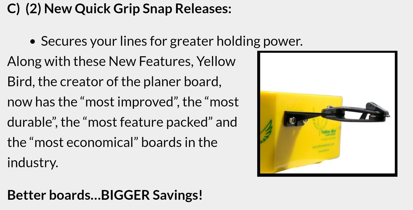 Large Yellow Bird Starboard Side Planer Board (600S) – 10″